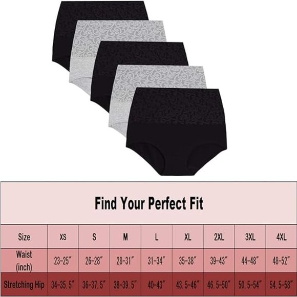 BrandNew Women High Waist Cotton Briefs Underwear Tummy Control Panties (5 Pack) - Picture 5 of 6